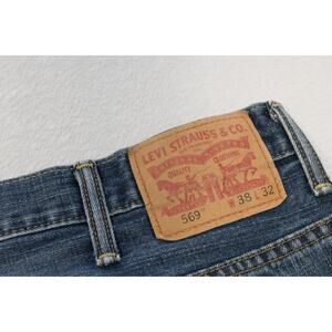 Levi's 569 Loose Straight Fit Rugged Denim Blue Jeans Mens Size 38 x 32